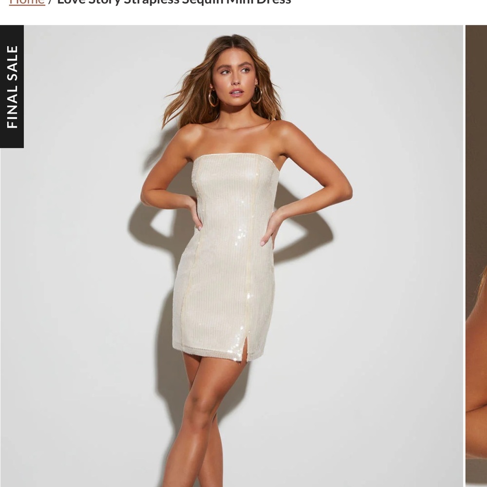 NWT off white, strapless sequin dress